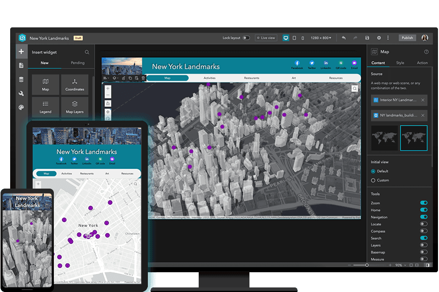 An Experience Builder web app dashboard
